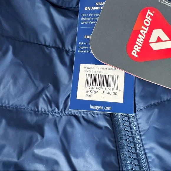 Huk Waypoint Primaloft Insulated Lightweight Packable Jacket Navy Large NWT